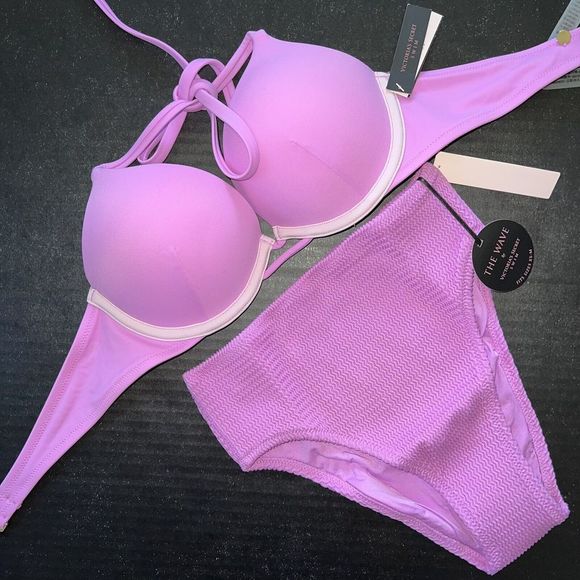 Victoria's Secret 32A,34A BOMBSHELL BIKINI XS high-waist LILAC PINK BERRY gelato